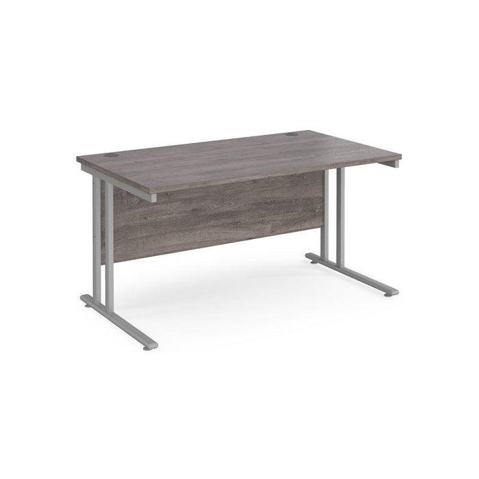 Maestro 25 cantilever leg straight office desk Desking Dams Grey Oak Silver 1400mm x 800mm