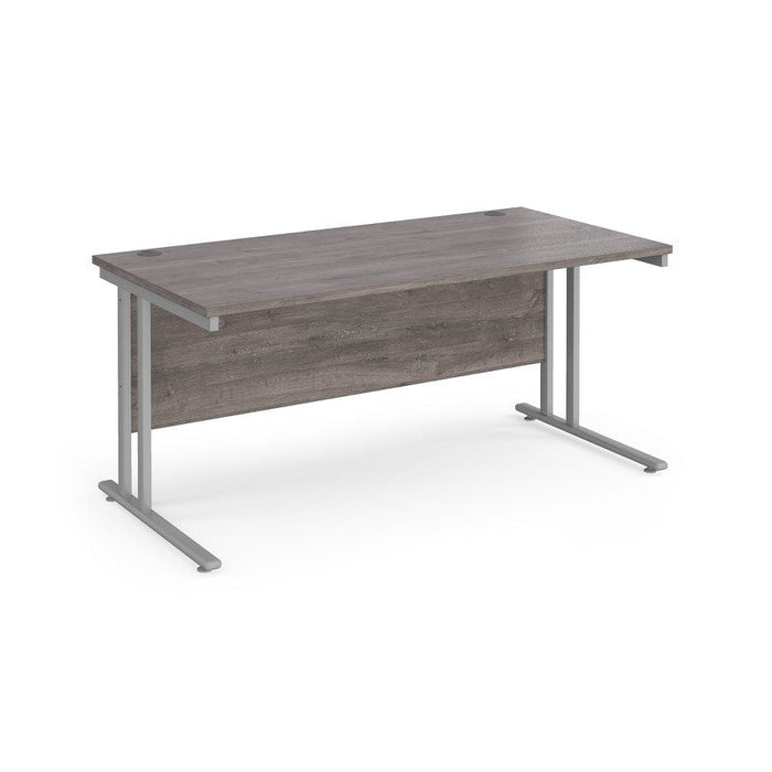 Maestro 25 cantilever leg straight office desk Desking Dams Grey Oak Silver 1600mm x 800mm