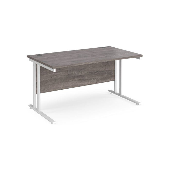 Maestro 25 cantilever leg straight office desk Desking Dams Grey Oak White 1400mm x 800mm