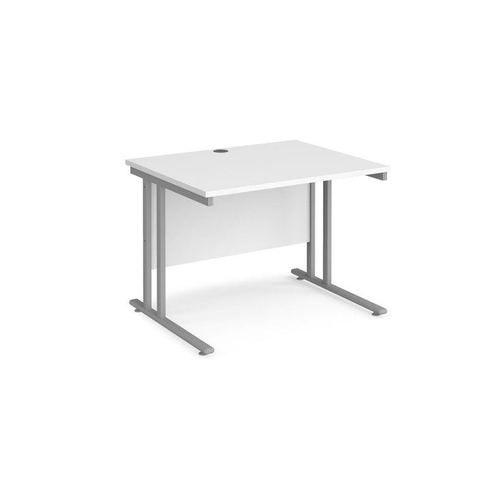 Maestro 25 cantilever leg straight office desk Desking Dams White Silver 1000mm x 800mm