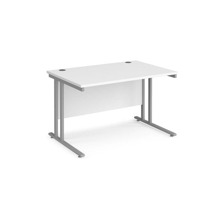 Maestro 25 cantilever leg straight office desk Desking Dams White Silver 1200mm x 800mm