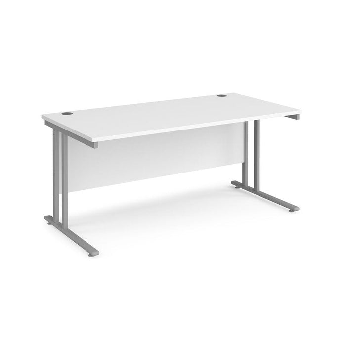 Maestro 25 cantilever leg straight office desk Desking Dams White Silver 1600mm x 800mm