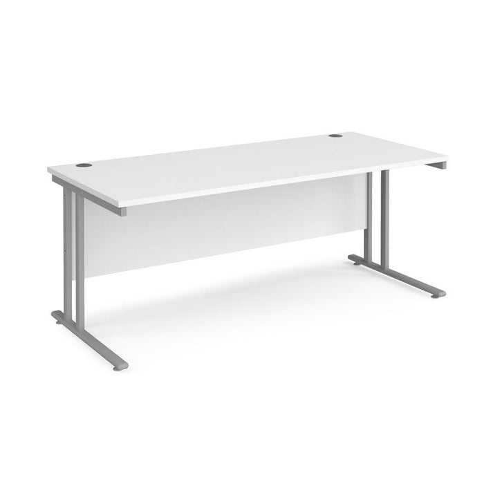 Maestro 25 cantilever leg straight office desk Desking Dams White Silver 1800mm x 800mm