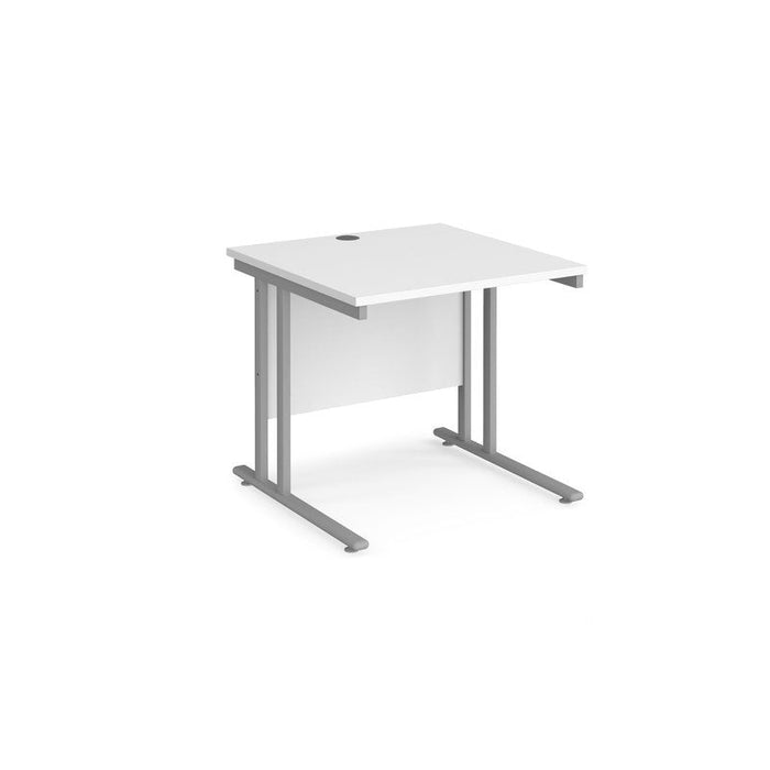Maestro 25 cantilever leg straight office desk Desking Dams White Silver 800mm x 800mm