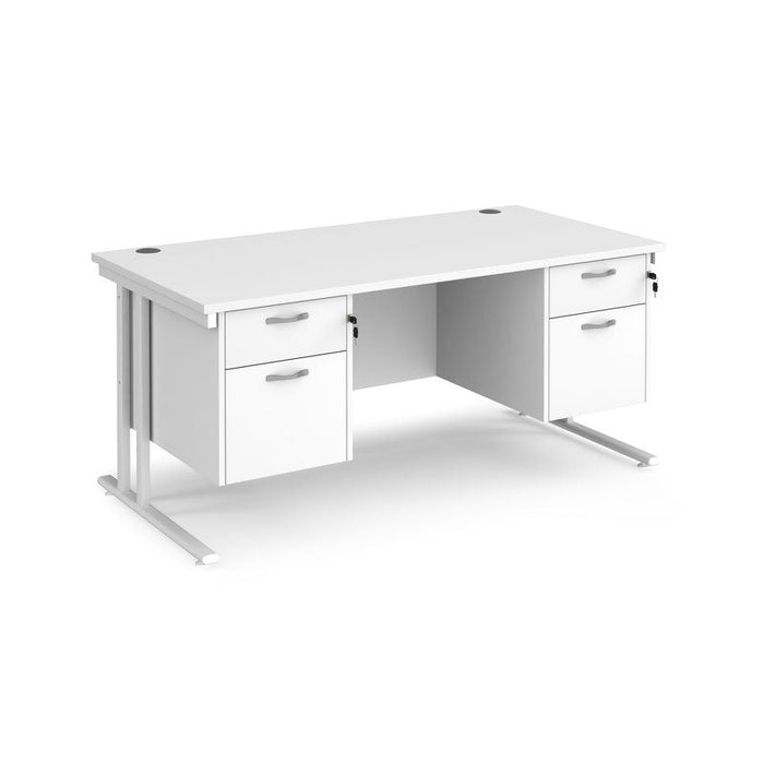 Maestro 25 cantilever leg straight office desk with two x 2 drawer pedestals Desking Dams White White 1600mm x 800mm