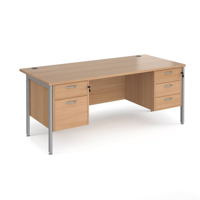Maestro 25 H Frame straight desk with 2 and 3 drawer pedestals Desking Dams Beech Silver 1800mm x 800mm