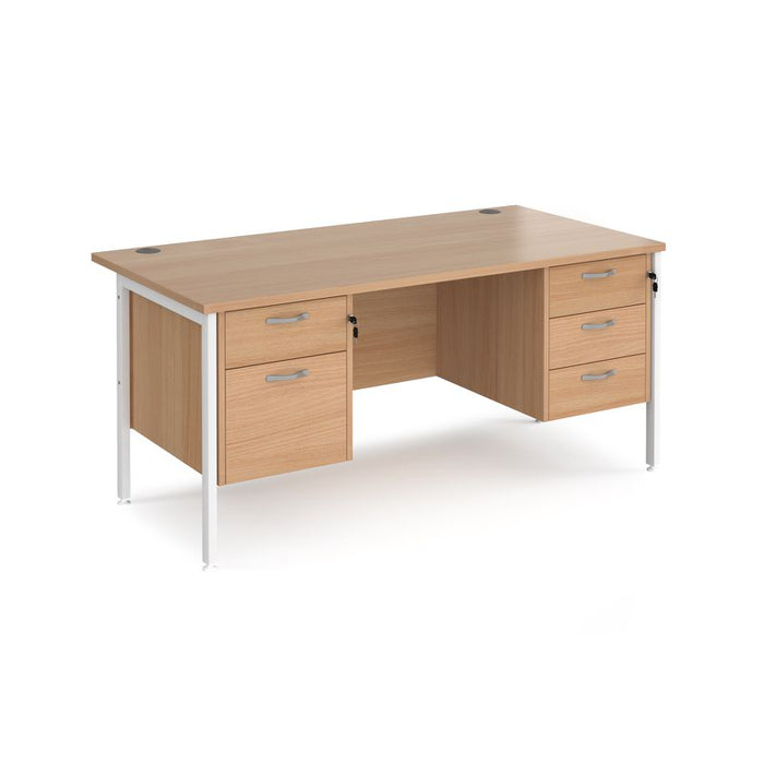 Maestro 25 H Frame straight desk with 2 and 3 drawer pedestals Desking Dams Beech White 1600mm x 800mm