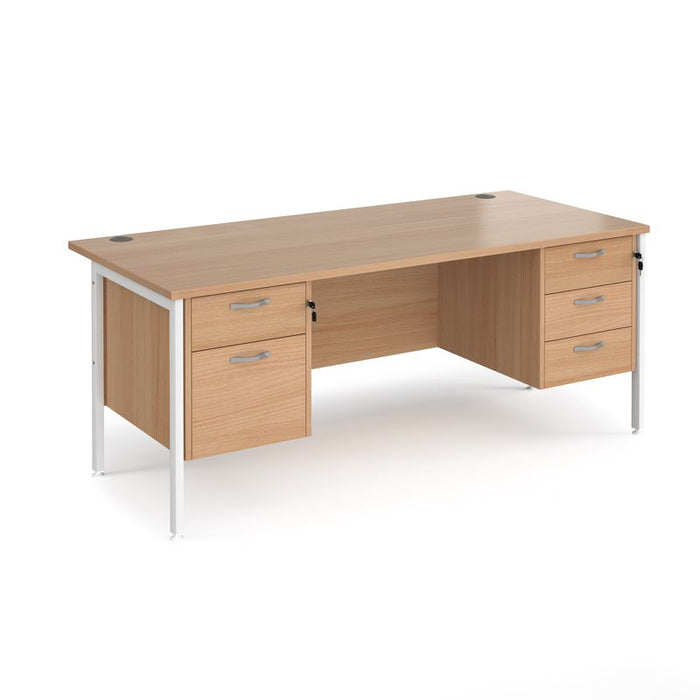 Maestro 25 H Frame straight desk with 2 and 3 drawer pedestals Desking Dams Beech White 1800mm x 800mm