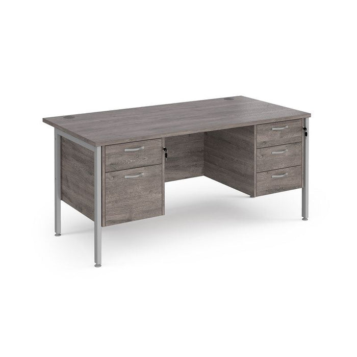 Maestro 25 H Frame straight desk with 2 and 3 drawer pedestals Desking Dams Grey Oak Silver 1600mm x 800mm