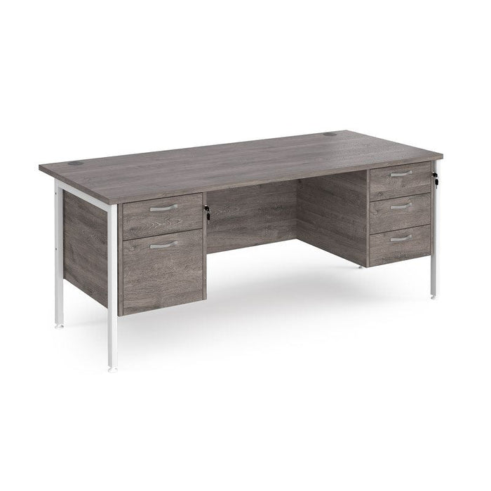 Maestro 25 H Frame straight desk with 2 and 3 drawer pedestals Desking Dams Grey Oak White 1800mm x 800mm