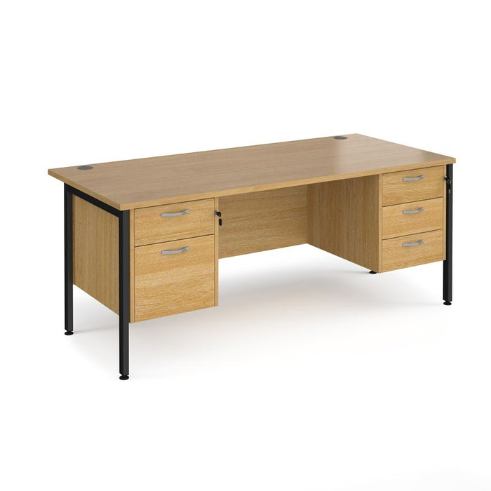 Maestro 25 H Frame straight desk with 2 and 3 drawer pedestals Desking Dams Oak Black 1800mm x 800mm