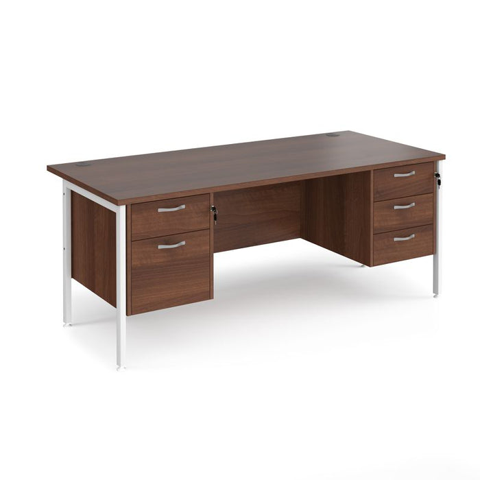 Maestro 25 H Frame straight desk with 2 and 3 drawer pedestals Desking Dams Walnut White 1800mm x 800mm