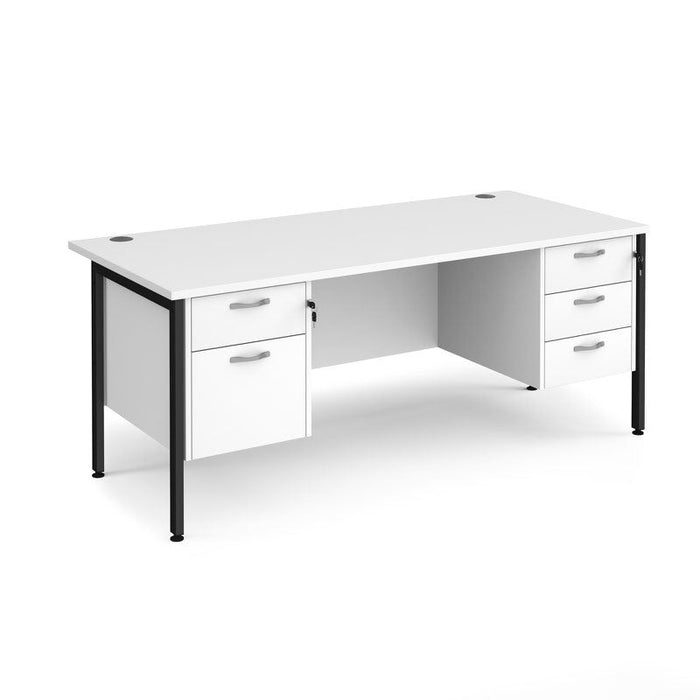 Maestro 25 H Frame straight desk with 2 and 3 drawer pedestals Desking Dams White Black 1800mm x 800mm