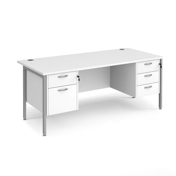 Maestro 25 H Frame straight desk with 2 and 3 drawer pedestals Desking Dams White Silver 1800mm x 800mm