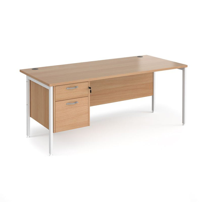 Maestro 25 H frame straight desk with 2 drawer pedestal Desking Dams Beech White 1800mm x 800mm