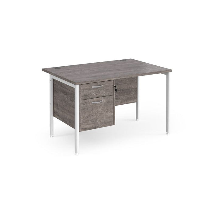 Maestro 25 H frame straight desk with 2 drawer pedestal Desking Dams Grey Oak White 1200mm x 800mm