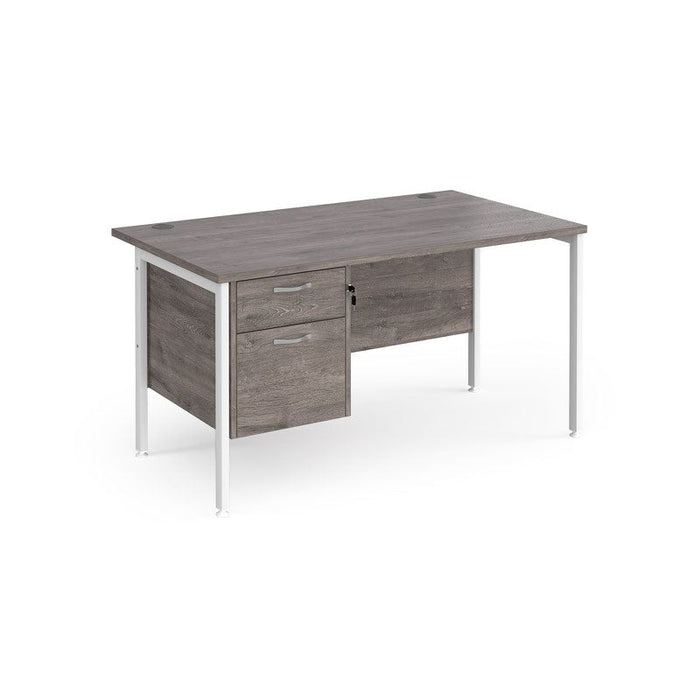 Maestro 25 H frame straight desk with 2 drawer pedestal Desking Dams Grey Oak White 1400mm x 800mm