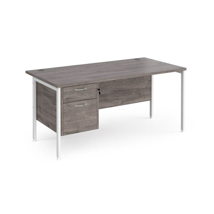 Maestro 25 H frame straight desk with 2 drawer pedestal Desking Dams Grey Oak White 1600mm x 800mm