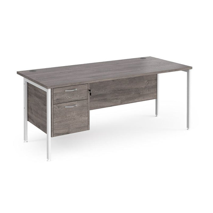 Maestro 25 H frame straight desk with 2 drawer pedestal Desking Dams Grey Oak White 1800mm x 800mm