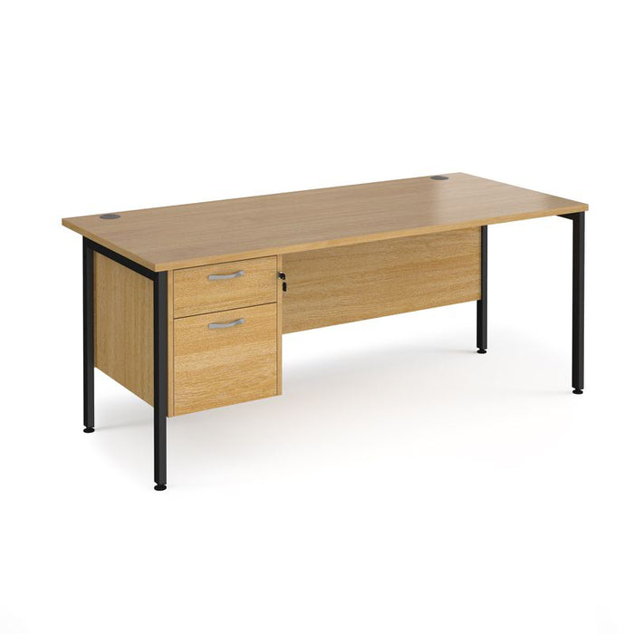 Maestro 25 H frame straight desk with 2 drawer pedestal Desking Dams Oak Silver 1600mm x 800mm