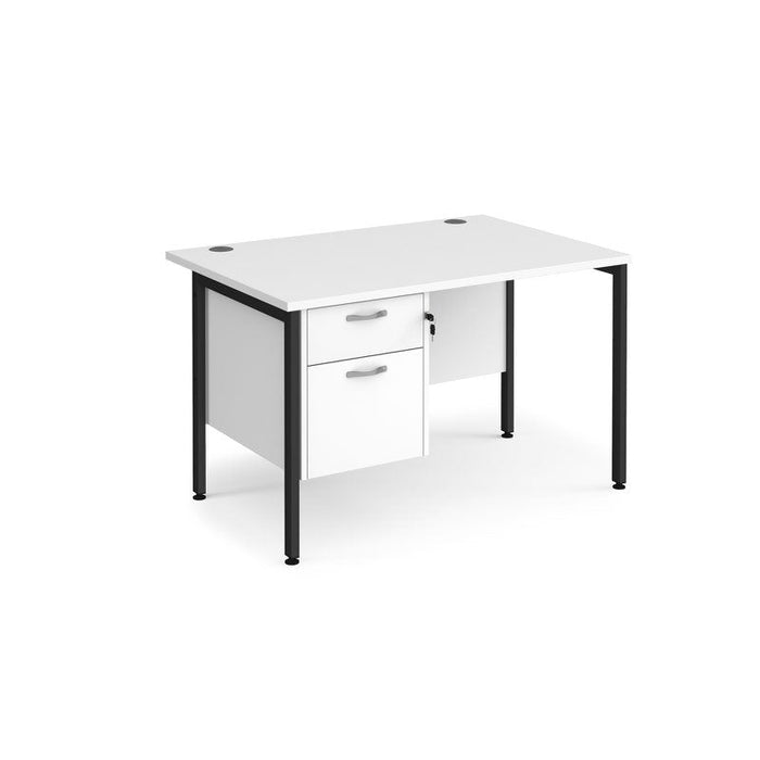 Maestro 25 H frame straight desk with 2 drawer pedestal Desking Dams White Black 1200mm x 800mm