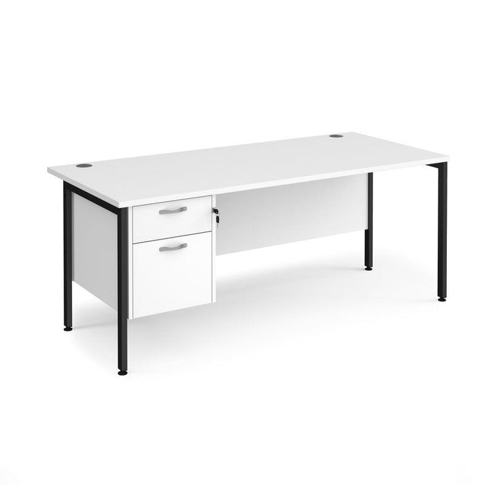Maestro 25 H frame straight desk with 2 drawer pedestal Desking Dams White Black 1800mm x 800mm