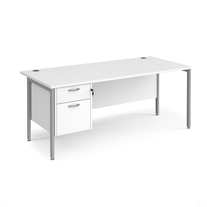Maestro 25 H frame straight desk with 2 drawer pedestal Desking Dams White Silver 1800mm x 800mm