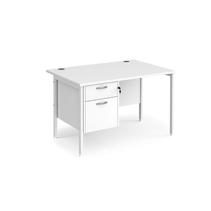 Maestro 25 H frame straight desk with 2 drawer pedestal Desking Dams White White 1200mm x 800mm