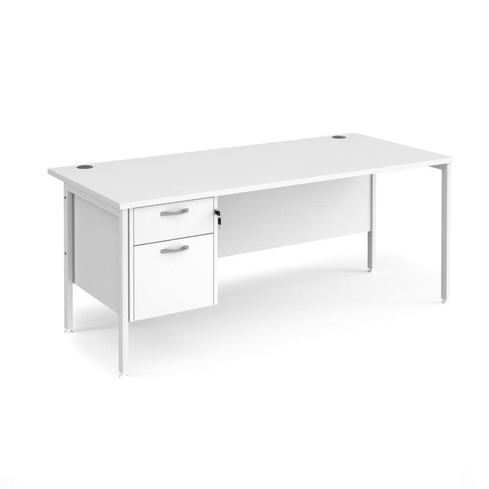 Maestro 25 H frame straight desk with 2 drawer pedestal Desking Dams White White 1800mm x 800mm