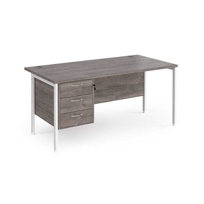 Maestro 25 H Frame straight desk with 3 drawer pedestal Desking Dams Grey Oak White 1600mm x 800mm