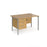 Maestro 25 H Frame straight desk with 3 drawer pedestal Desking Dams Oak Silver 1200mm x 800mm