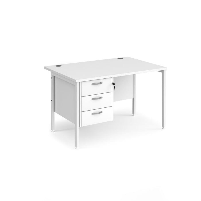 Maestro 25 H Frame straight desk with 3 drawer pedestal Desking Dams White White 1200mm x 800mm