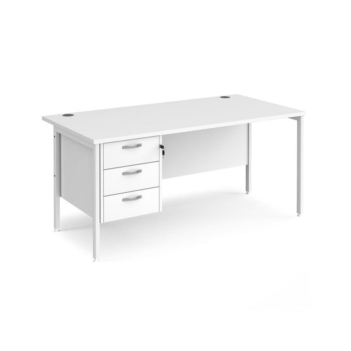 Maestro 25 H Frame straight desk with 3 drawer pedestal Desking Dams White White 1600mm x 800mm