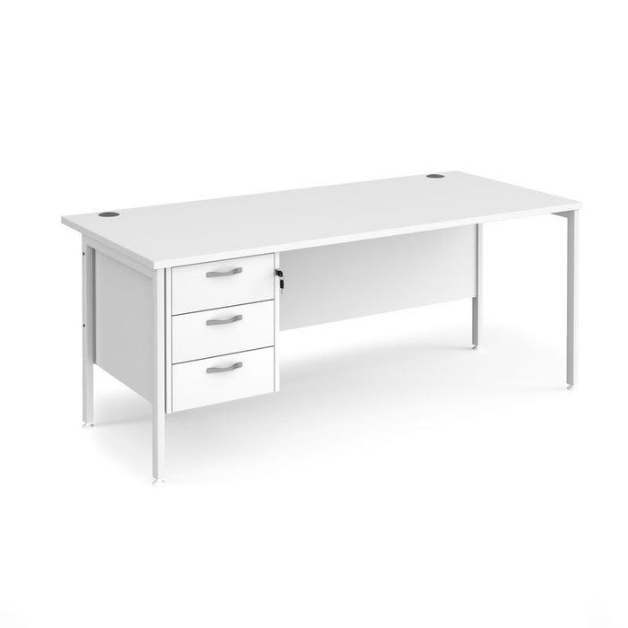 Maestro 25 H Frame straight desk with 3 drawer pedestal Desking Dams White White 1800mm x 800mm