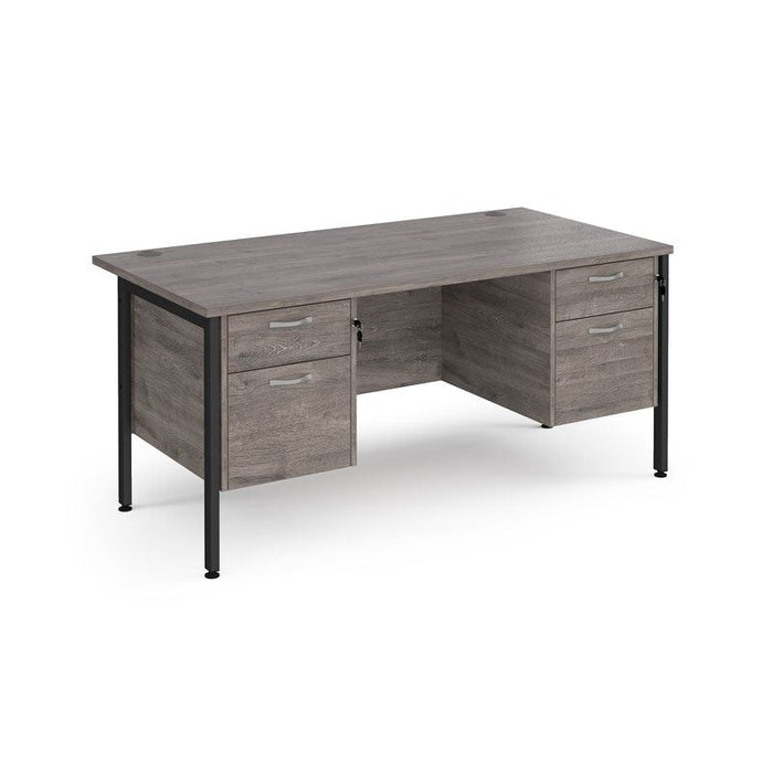 Maestro 25 H Frame straight desk with two x 2 drawer pedestals Desking Dams Grey Oak Black 1600mm x 800mm