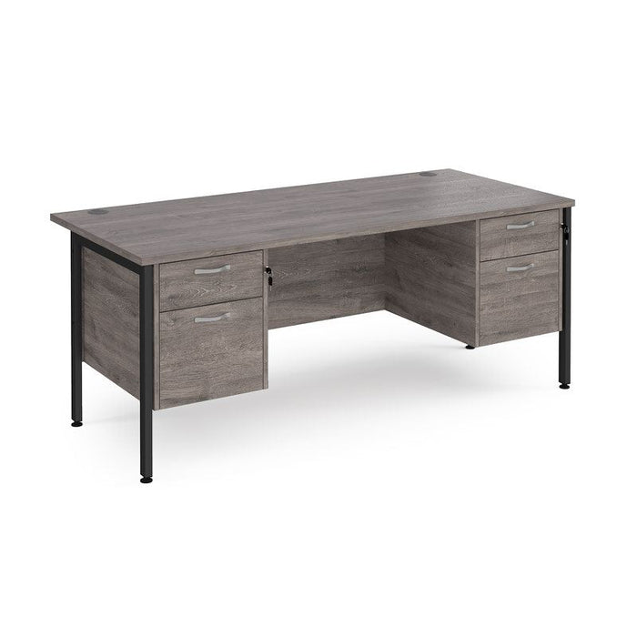 Maestro 25 H Frame straight desk with two x 2 drawer pedestals Desking Dams Grey Oak Black 1800mm x 800mm