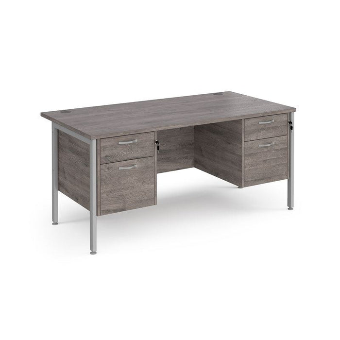 Maestro 25 H Frame straight desk with two x 2 drawer pedestals Desking Dams Grey Oak Silver 1600mm x 800mm