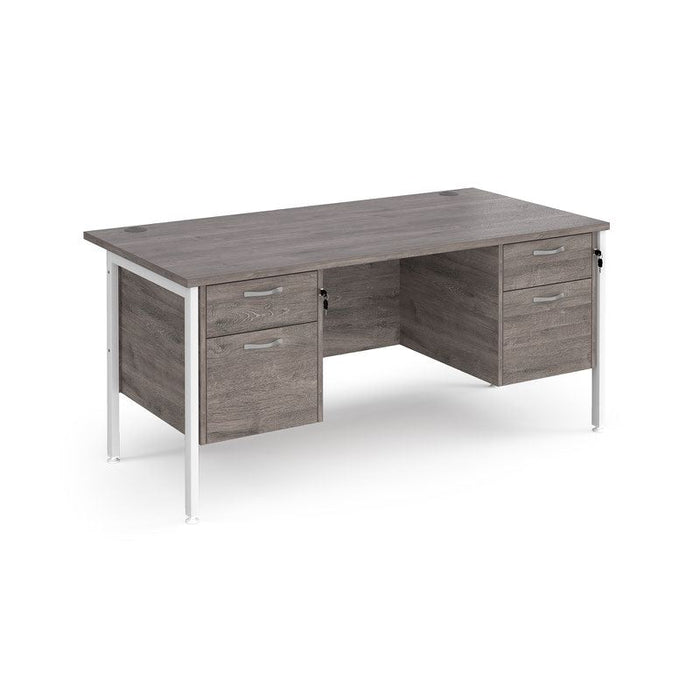 Maestro 25 H Frame straight desk with two x 2 drawer pedestals Desking Dams Grey Oak White 1600mm x 800mm
