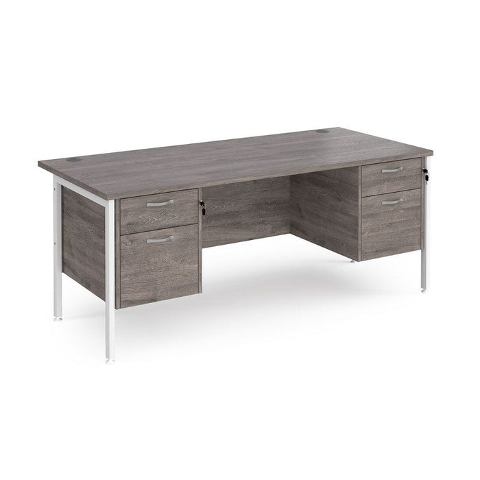 Maestro 25 H Frame straight desk with two x 2 drawer pedestals Desking Dams Grey Oak White 1800mm x 800mm
