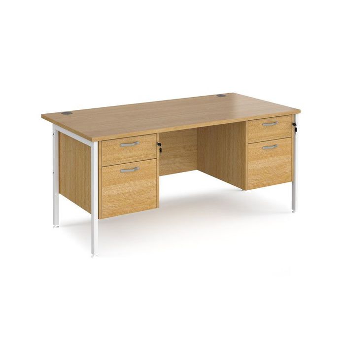 Maestro 25 H Frame straight desk with two x 2 drawer pedestals Desking Dams Oak White 1600mm x 800mm