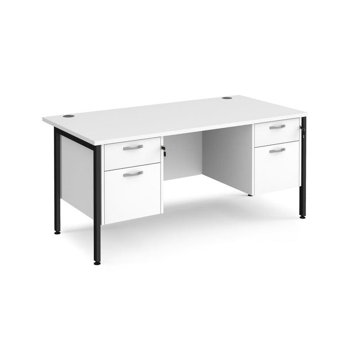 Maestro 25 H Frame straight desk with two x 2 drawer pedestals Desking Dams White Black 1600mm x 800mm