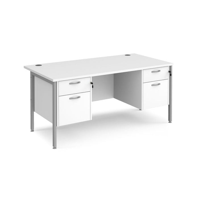 Maestro 25 H Frame straight desk with two x 2 drawer pedestals Desking Dams White Silver 1600mm x 800mm