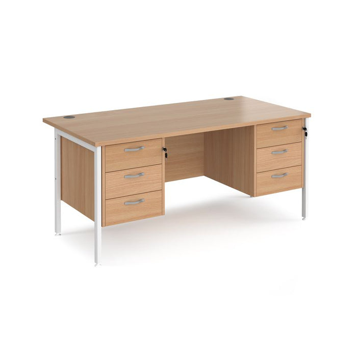 Maestro 25 H Frame straight desk with two x 3 drawer pedestals Desking Dams Beech White 1600mm x 800mm