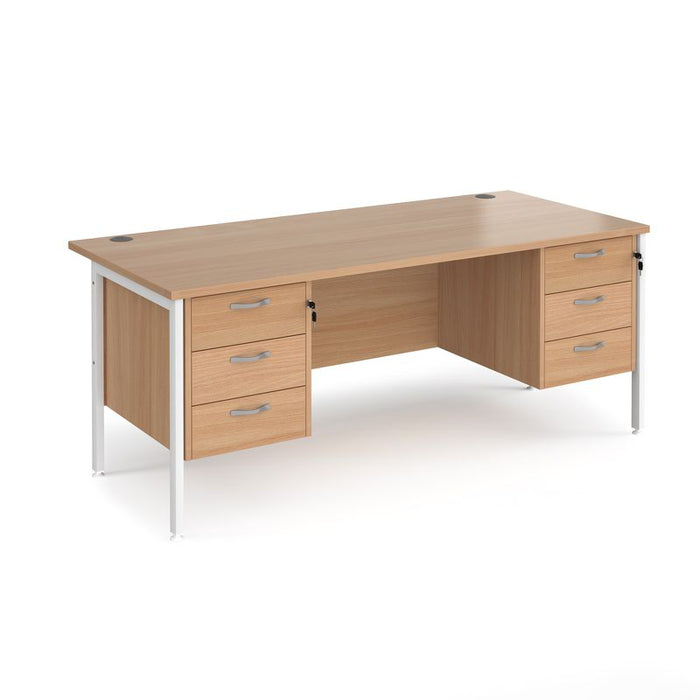 Maestro 25 H Frame straight desk with two x 3 drawer pedestals Desking Dams Beech White 1800mm x 800mm