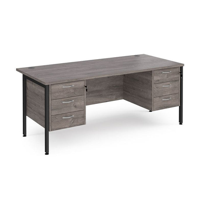 Maestro 25 H Frame straight desk with two x 3 drawer pedestals Desking Dams Grey Oak Black 1800mm x 800mm