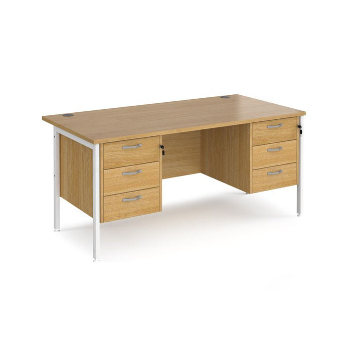 Maestro 25 H Frame straight desk with two x 3 drawer pedestals Desking Dams Oak White 1600mm x 800mm