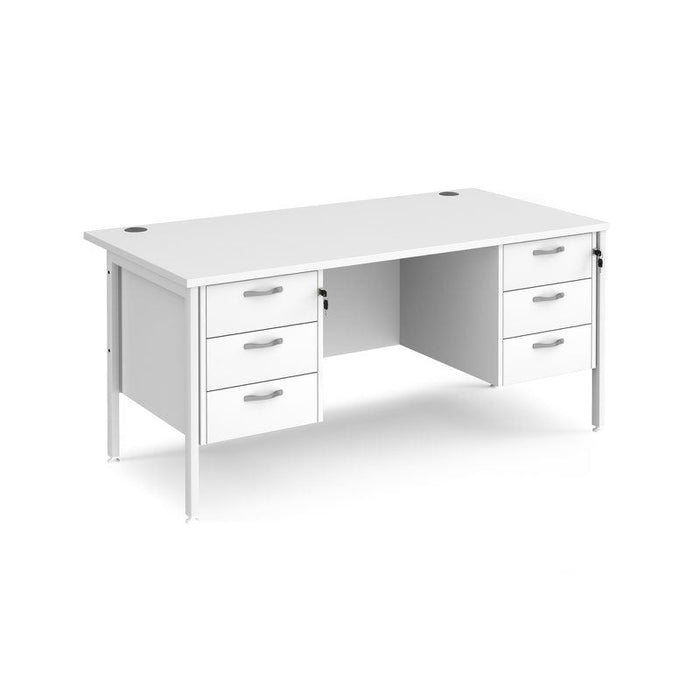 Maestro 25 H Frame straight desk with two x 3 drawer pedestals Desking Dams White White 1600mm x 800mm