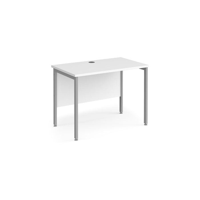 Maestro 25 H Frame straight Narrow office desk Desking Dams White Silver 1000mm x 600mm