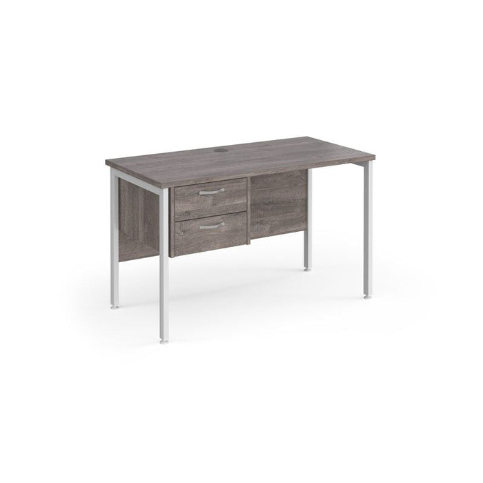 Maestro 25 H Frame straight narrow office desk with 2 drawer pedestal Desking Dams Grey Oak White 1200mm x 600mm