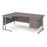 Maestro 25 left hand ergonomic corner desk with 2 drawer pedestal Desking Dams Grey Oak Silver 1800mm x 1200mm